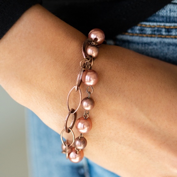 💙Copper Pearl Necklace Set with Bracelet - Picture 6 of 6